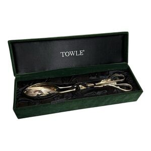 Towle Copenhagen Silver Plated Serving Tongs in Green Velvet Box
